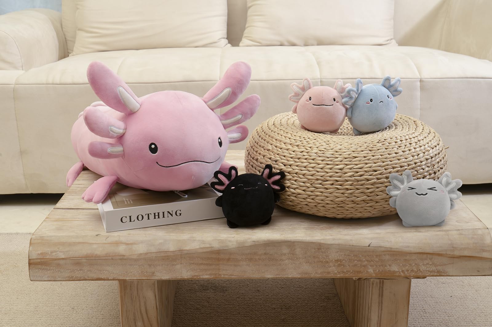 Niuniu Daddy 24 + Inch Axolotl Plush Toys With 4 Babies Inside- Soft Pink Axolotl Stuffed Animal, Cute Birthday Or Christmas Plu