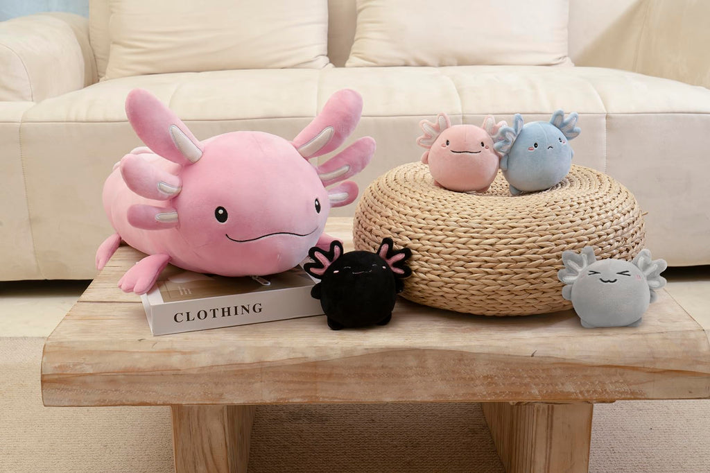 Niuniu Daddy 24 + Inch Axolotl Plush Toys With 4 Babies Inside- Soft Pink Axolotl Stuffed Animal, Cute Birthday Or Christmas Plu