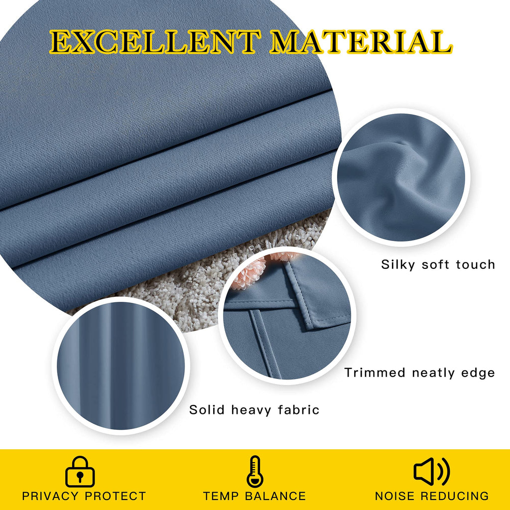 Nicetown Bedroom Blackout Curtains And Drapes 48' Long 2 Panels Set - Window Treatment Thermal Insulated Solid Grommet Window T