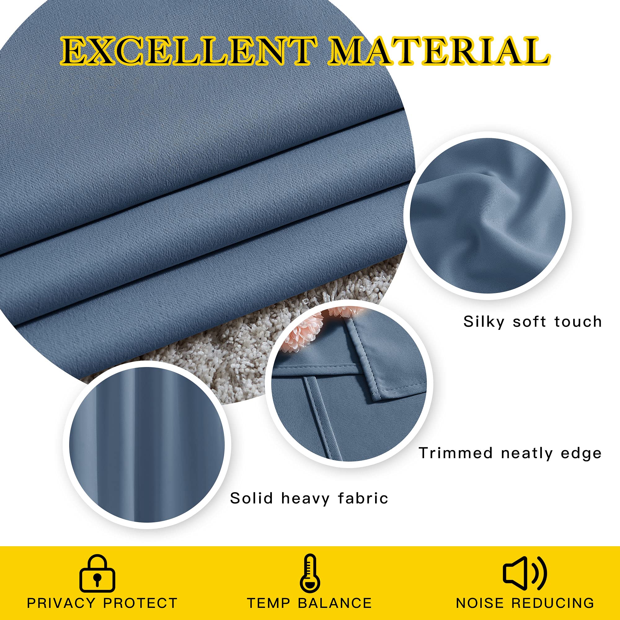 Nicetown Bedroom Blackout Curtains And Drapes 48' Long 2 Panels Set - Window Treatment Thermal Insulated Solid Grommet Window T