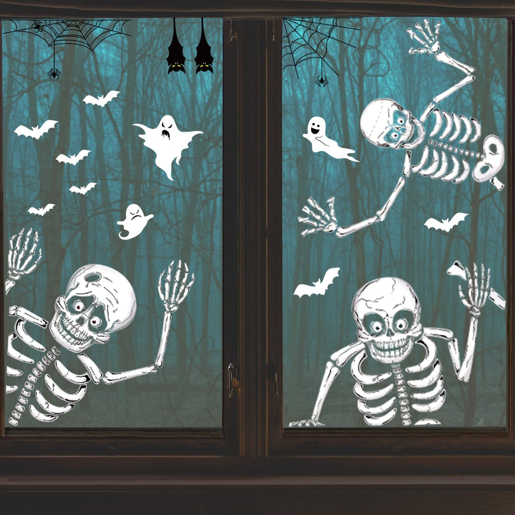 140PCS Halloween Window Clings Decor for Halloween Decorations, Double Side Halloween Window Stickers Removable Glass Decals for
