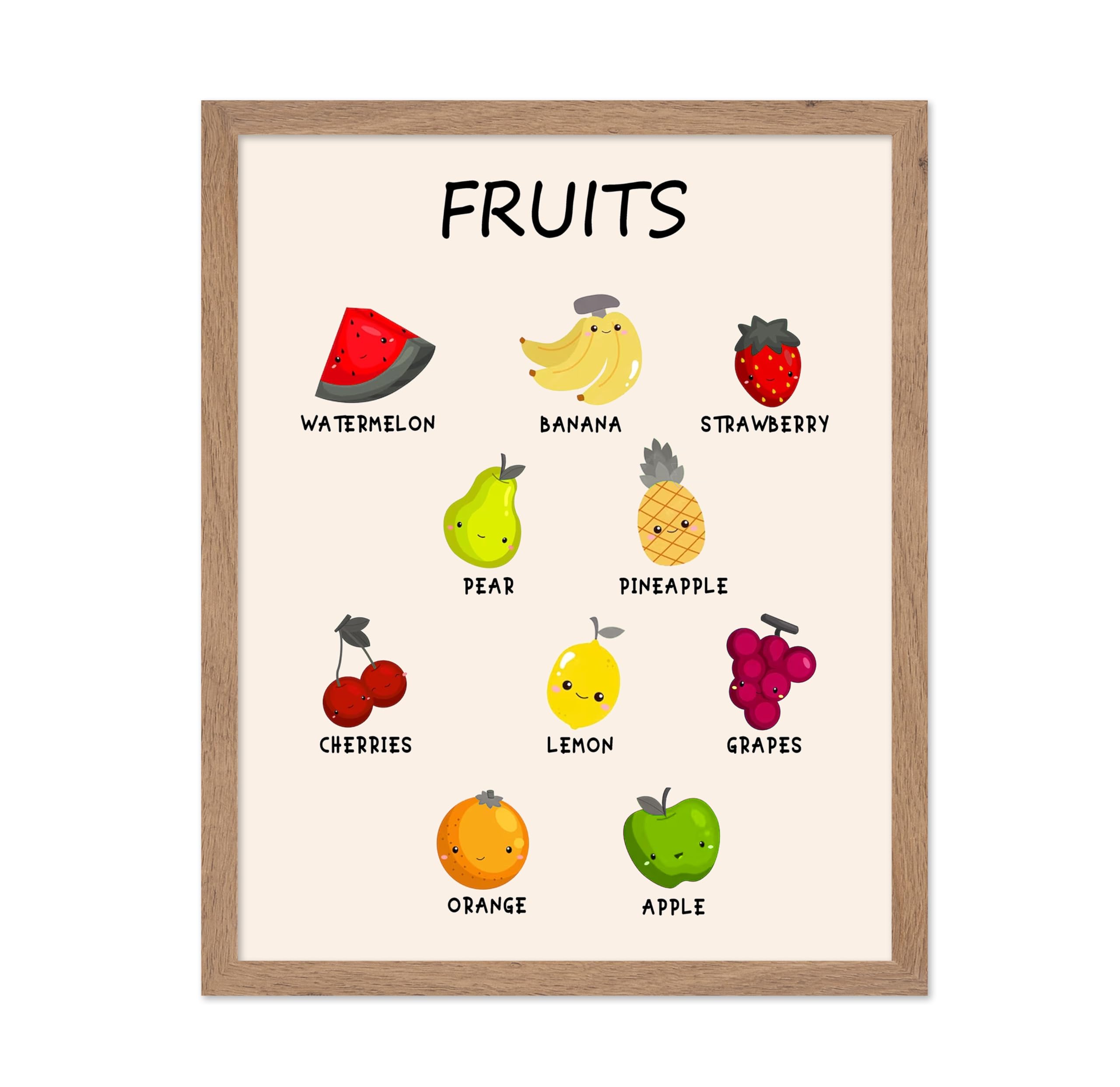 Poster Master Fruits Poster - Food Print - Learning Materials Art - Educational Art - Kitchen Art - Gift for Students & Teacher 