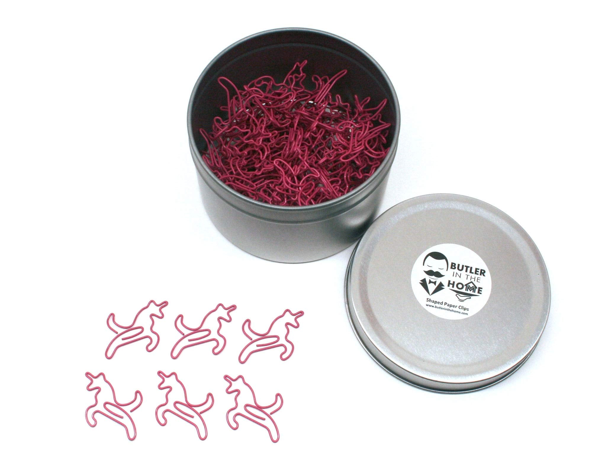 Butler In The Home Unicorn Shaped Paper Clips Great For Paper Clip Collectors Or Office Gift - Comes In Round Tin With Lid And G