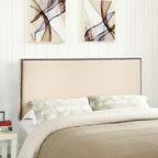 CasaFoyer  Region Linen Fabric Upholstered King Headboard | Spacious & Elegant | Particleboard & Solid Wood | Nailhead Trim | Contemporary Charm | Fits Most King Beds