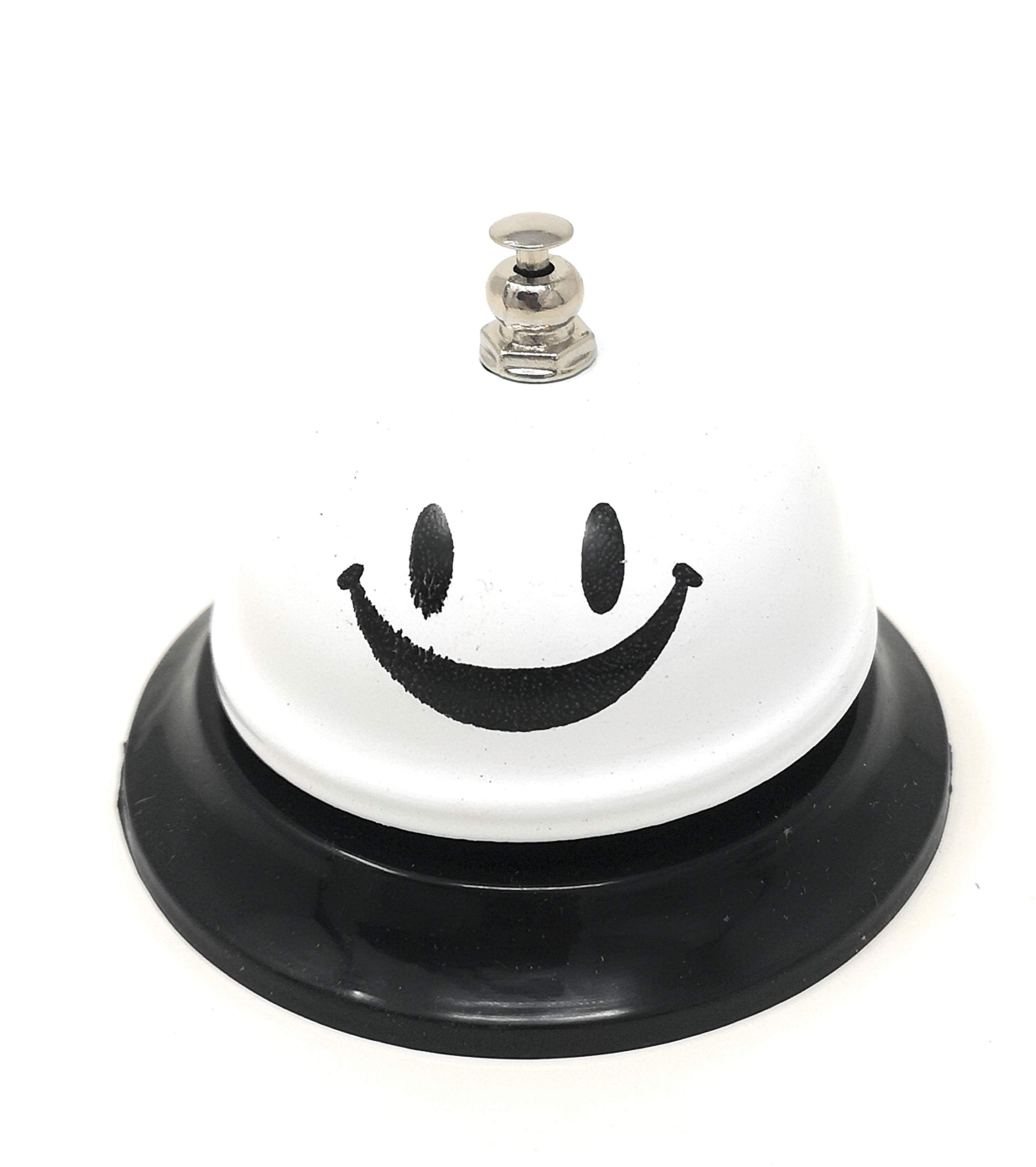 Asian Home Call Bell, 3.35 Inch Diameter, Metal Bell, White Smiley Face, Desk Bell Service Bell For Hotels, Schools, Restaurants