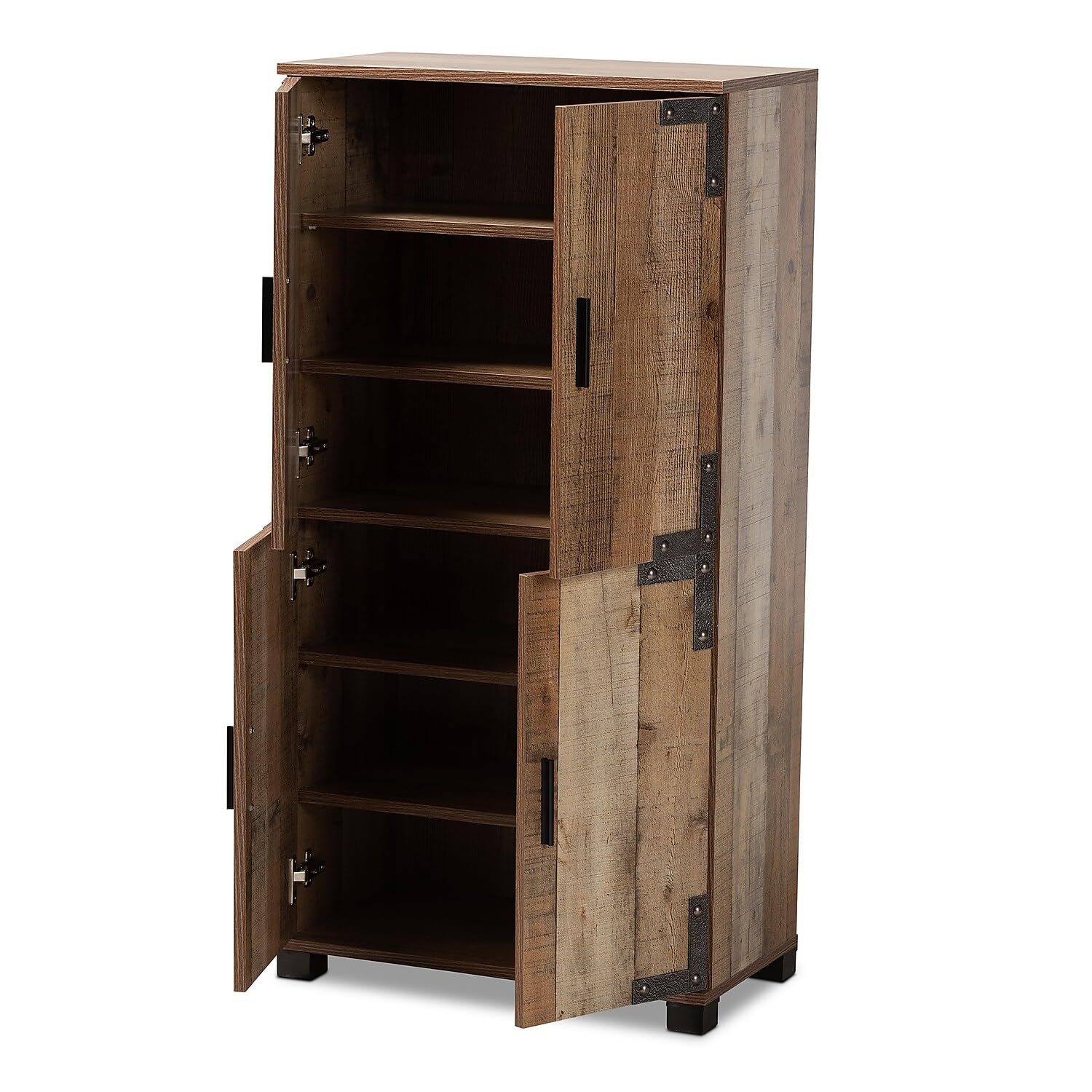 Baxton Studio Rustic Shoe Cabinet with Brown ID-SC003-Yosemile Oak-Shoe Rack