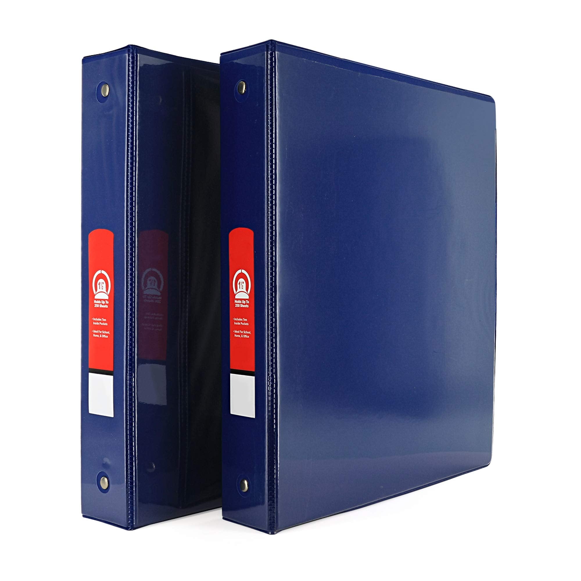 Emraw Super Great 1 1/2' 3-Ring View Binder With 2-Pockets - Available In Blue - Great For School, Home, & Office (2-Pack)
