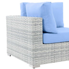 Modway Convene Wicker Rattan Outdoor Patio Corner Chair in Light Gray Light Blue