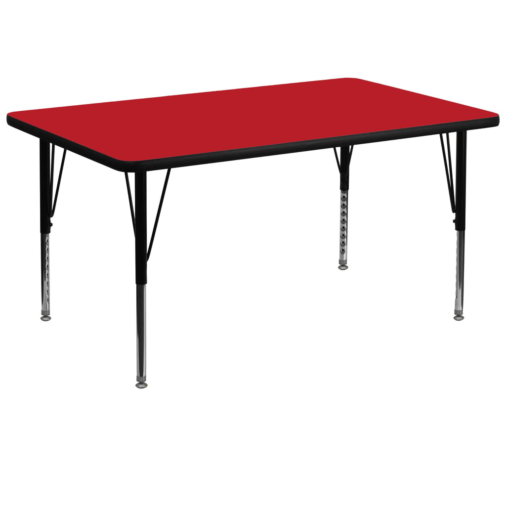 Flash Furniture 36''W X 72''L Rectangular Red Hp Laminate Activity Table - Height Adjustable Short Legs