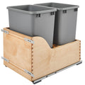 Rev-A-Shelf Pull Out Trash Can for Kitchen Cabinets 35 Qt 8.75 Gal Bottom Mounted, Undermount Soft-Close Slides, Silver, 4WCSC-1