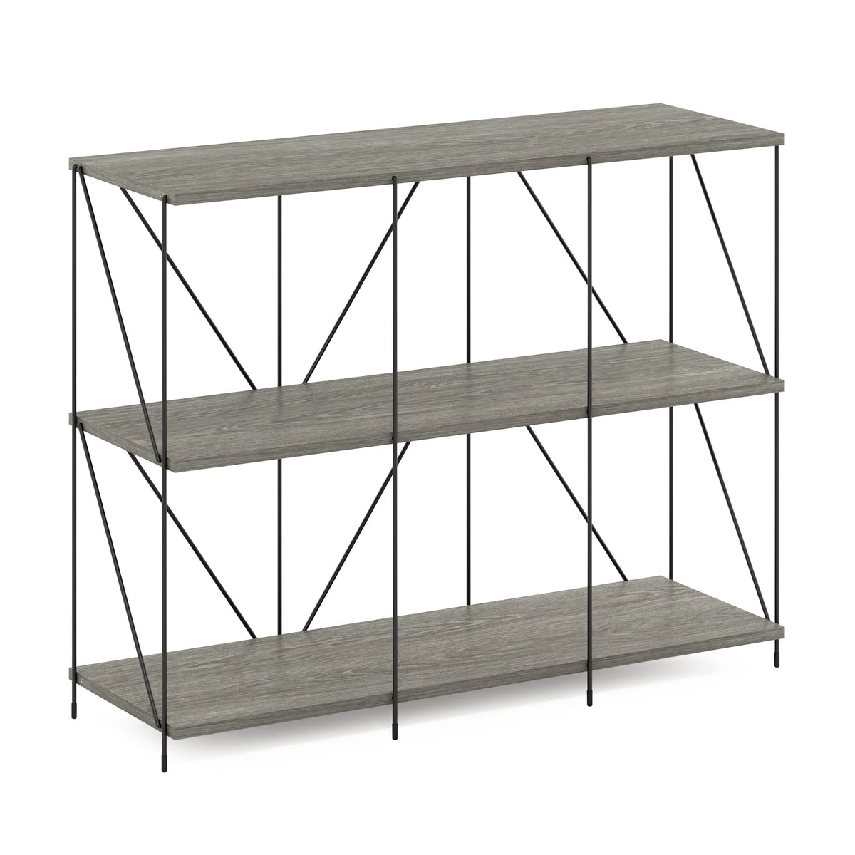 Furinno Besi 3 X 2 Industrial Multipurpose Shelf Display Rack With Metal Frame, Finn Oak