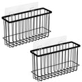 Toplife Wall Door Adhesive Kitchen Wrap Organizer Rack, No Drilling, Black, 2 Pack