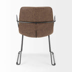 HomeRoots Brown Faux Leather Seat with Black Iron Frame Dining Chair