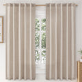 MIULEE Faux Linen Curtains 63 Inch Length 2 Panels Natural Semi Sheer Curtain with Back Tab Rod Pocket, Light Filtering Window P