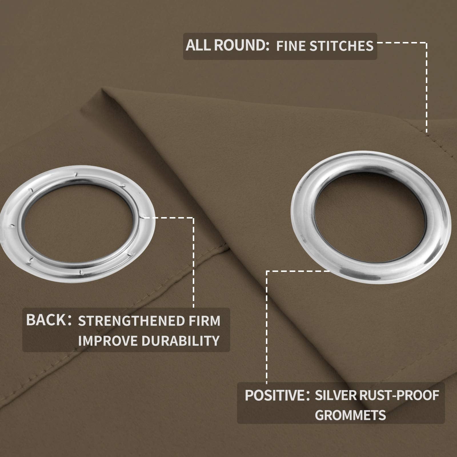 Easy-Going Blackout Curtains For Bedroom, Solid Thermal Insulated Grommet And Noise Reduction Window Drapes, Room Darkening Curtains For Living Room, 2 Panels(52X63 In,Natural)