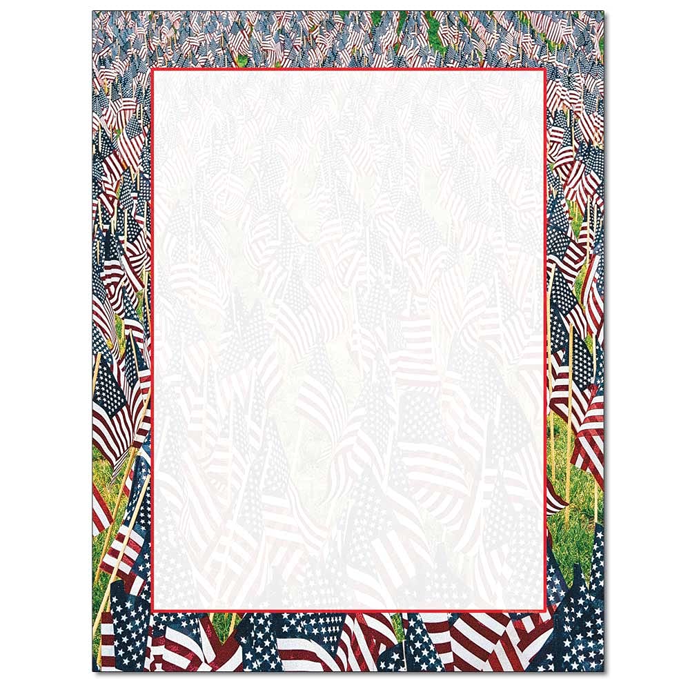 Field Of Flags Letterhead Laser & Inkjet Printer Paper (25 Sheets)