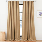 NICETOWN Caramel Thick Faux Linen Thermal Insulated Room Darkening Curtains, 52W x 96L, 2 Panels, Pinch Pleated, Ideal for Bedroom/Living Room