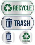 Recycle Stickers for Trash Bins 4Pcs, Waterproof Self-Adhesive Trash and Recycle Stickers for Home, Office, Hotel, Apartment, Sc
