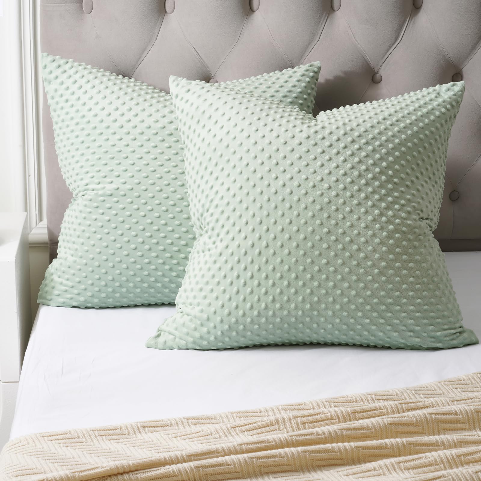 Phf Minky Dot Throw Pillow Cover 24'X 24', 2 Pack Soft Cozy Minky Bubble Real Velvet Cushion Cover, No Insert, Home Decorative