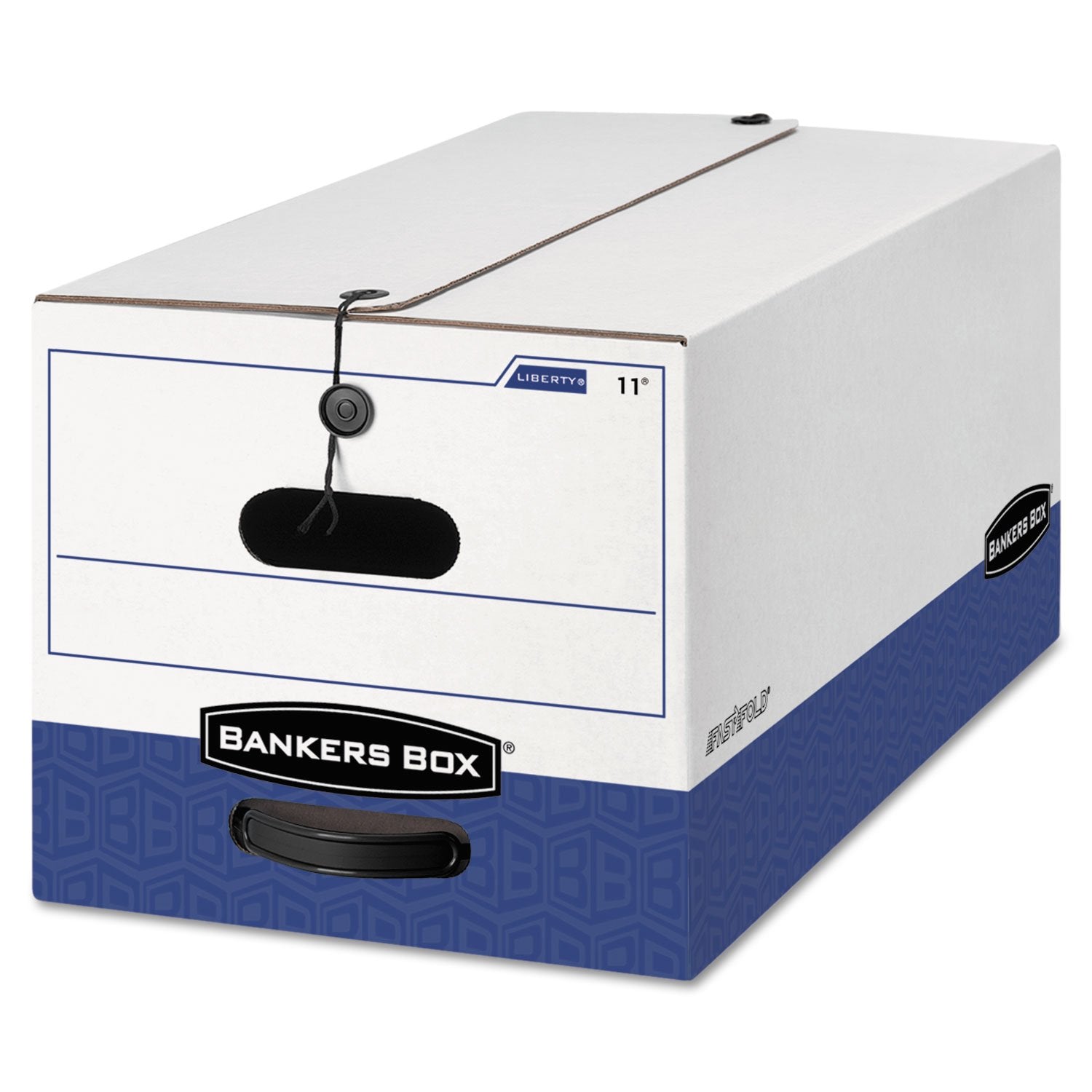 Bankers Box 0001203 Liberty Heavy-Duty Strength Storage Box, Legal, White/Blue, 4/Carton