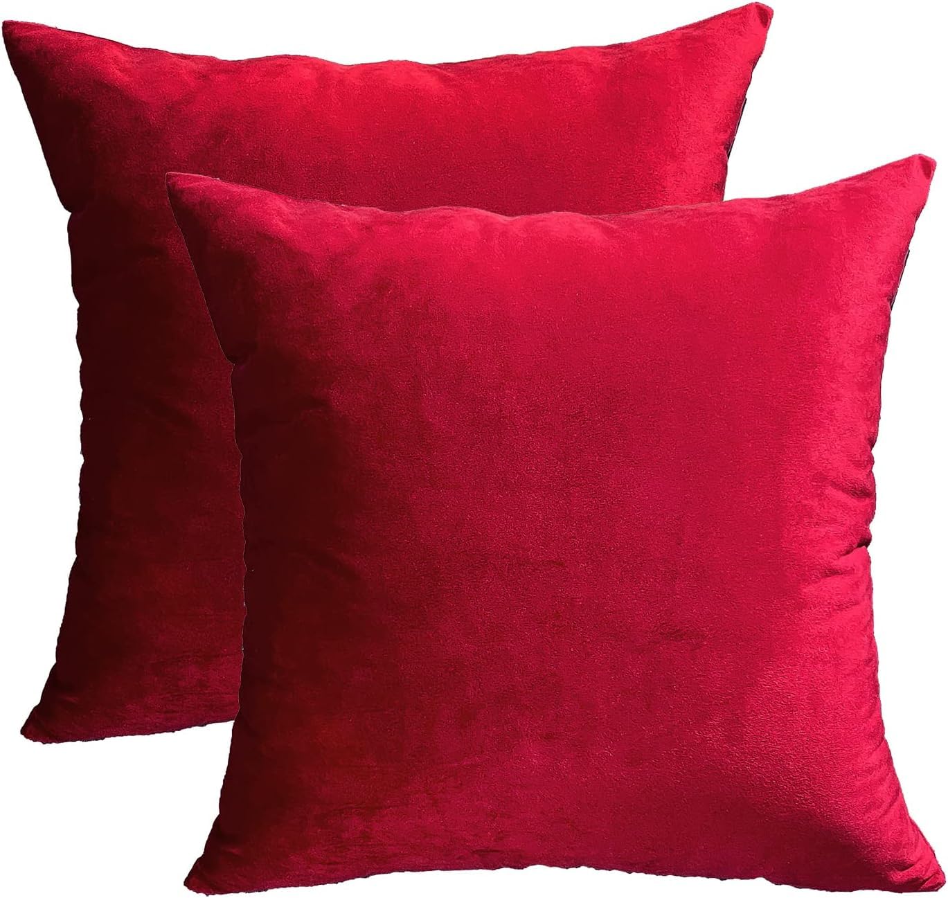 Rainroad Red Throw Pillows Covers Set Of 2 Soft Velvet Decorative Pillow Covers 20X20 Inch For Couch Bed (Red-Velvet, 20'' X 20'
