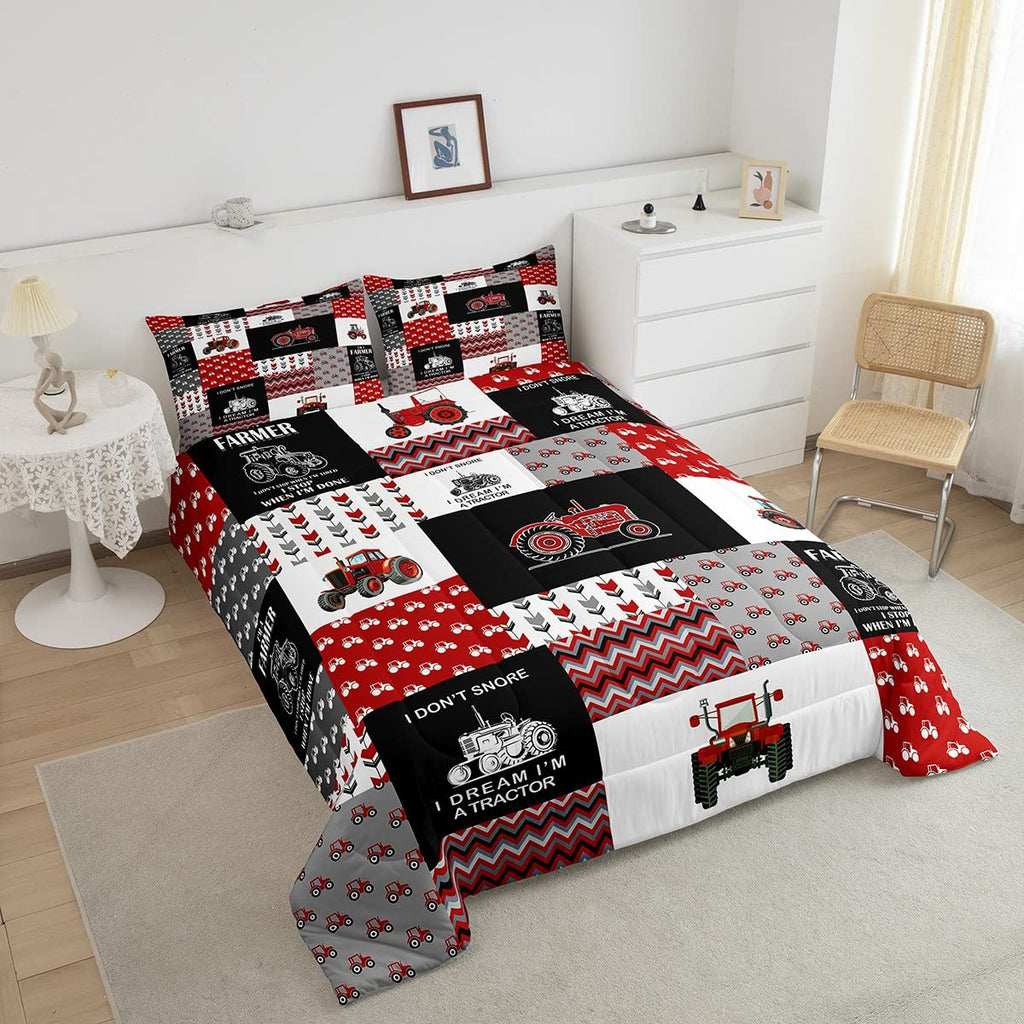 Feelyou Cartoon Tractor Comforter Set Farm Tractor Down Duvet For Kids Boys Toddler Vehicle Truck Bedding Set Harvester Excavato