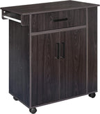 Woodpeckers Furniture And Mattress Shelby Rolling Kitchen Cart with Storage Cabinet (Tobacco)