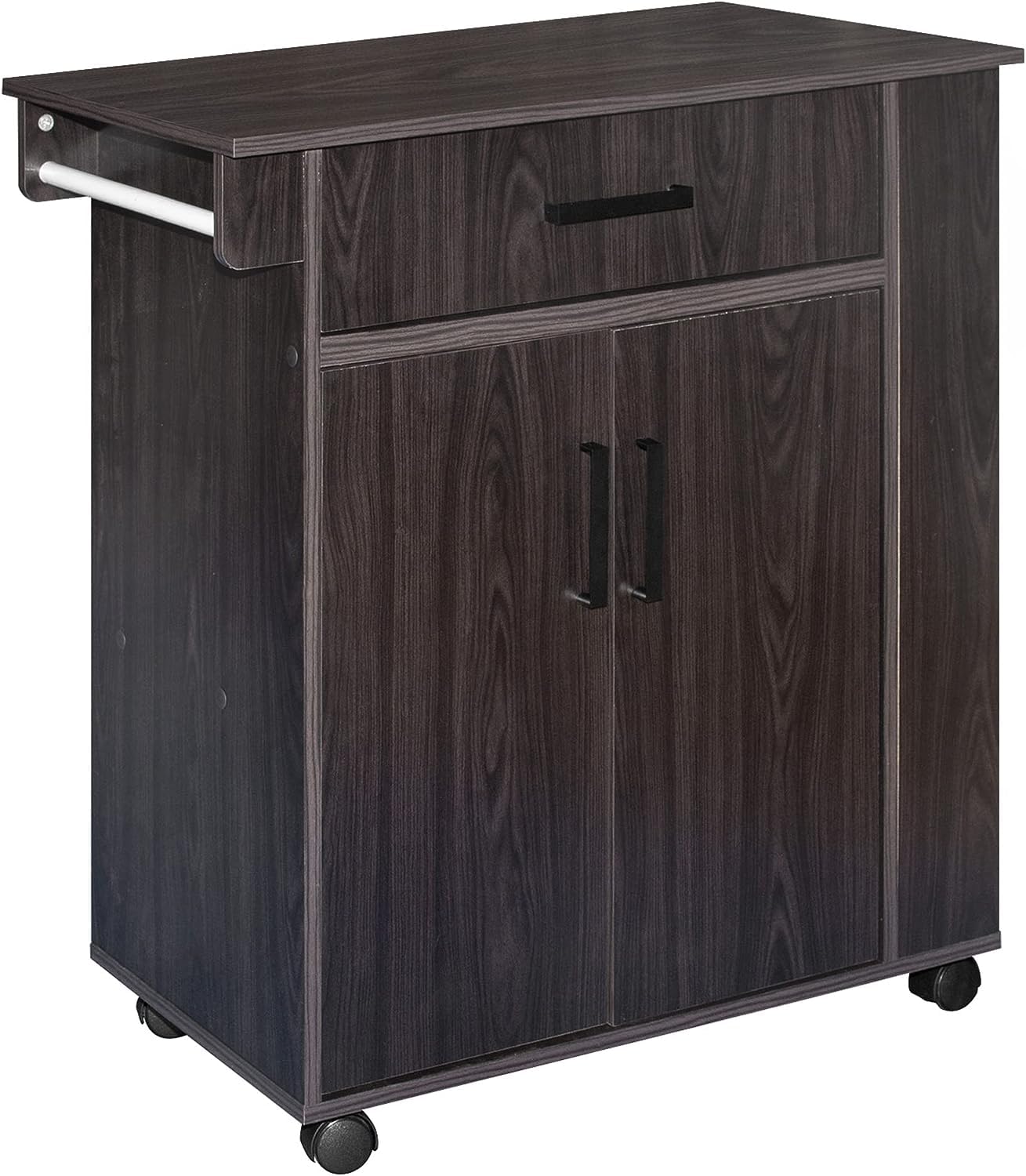 Woodpeckers Furniture And Mattress Shelby Rolling Kitchen Cart with Storage Cabinet (Tobacco)