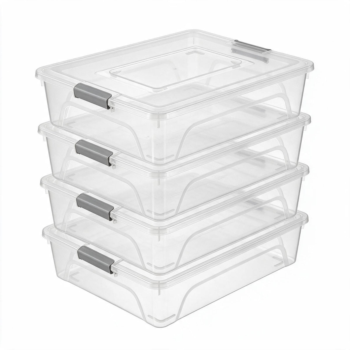 novelinks 10 Quart Clear Plastic Storage Containers with Lids (4 Pack)