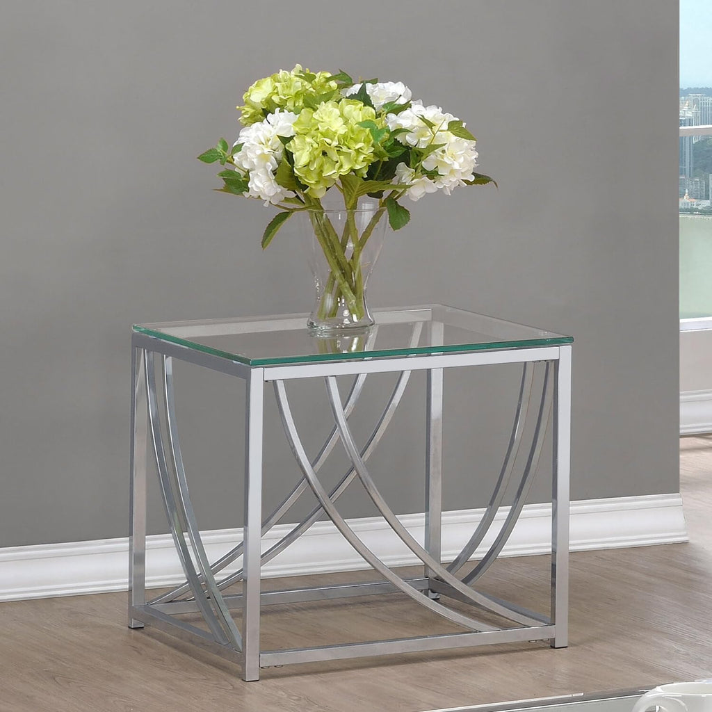 Square End Table with Swoop Accents Chrome 720497