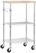 Amazon Basics Kitchen Storage Microwave Rack Cart on Caster Wheels with Adjustable Shelves, 175 Pound Capacity, 21 x 15 x 36.7 i