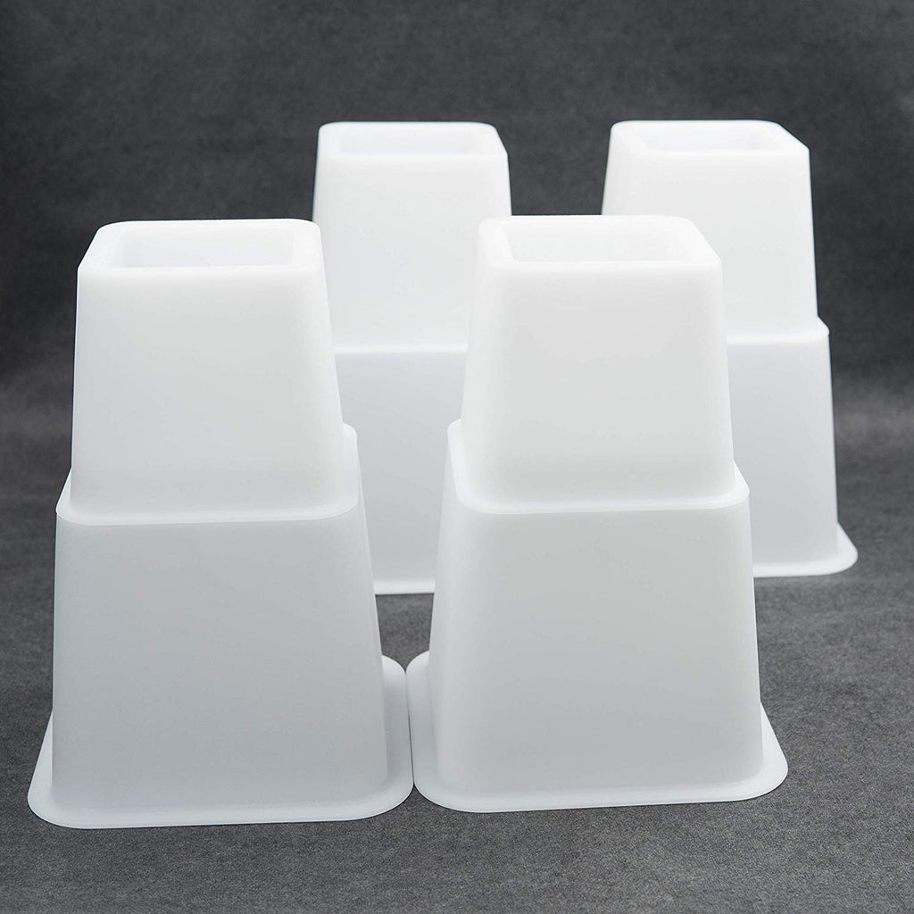 HomeRoots Adjustable Bed Furniture Risers, Heavy Duty Plastic 3', 5' or 8' White Risers for for Bed and Sofa - Set of 4 - Holds up to 1300LB