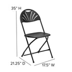 Flash Furniture Hercules Series 650 Lb. Capacity Black Plastic Fan Back Folding Chair