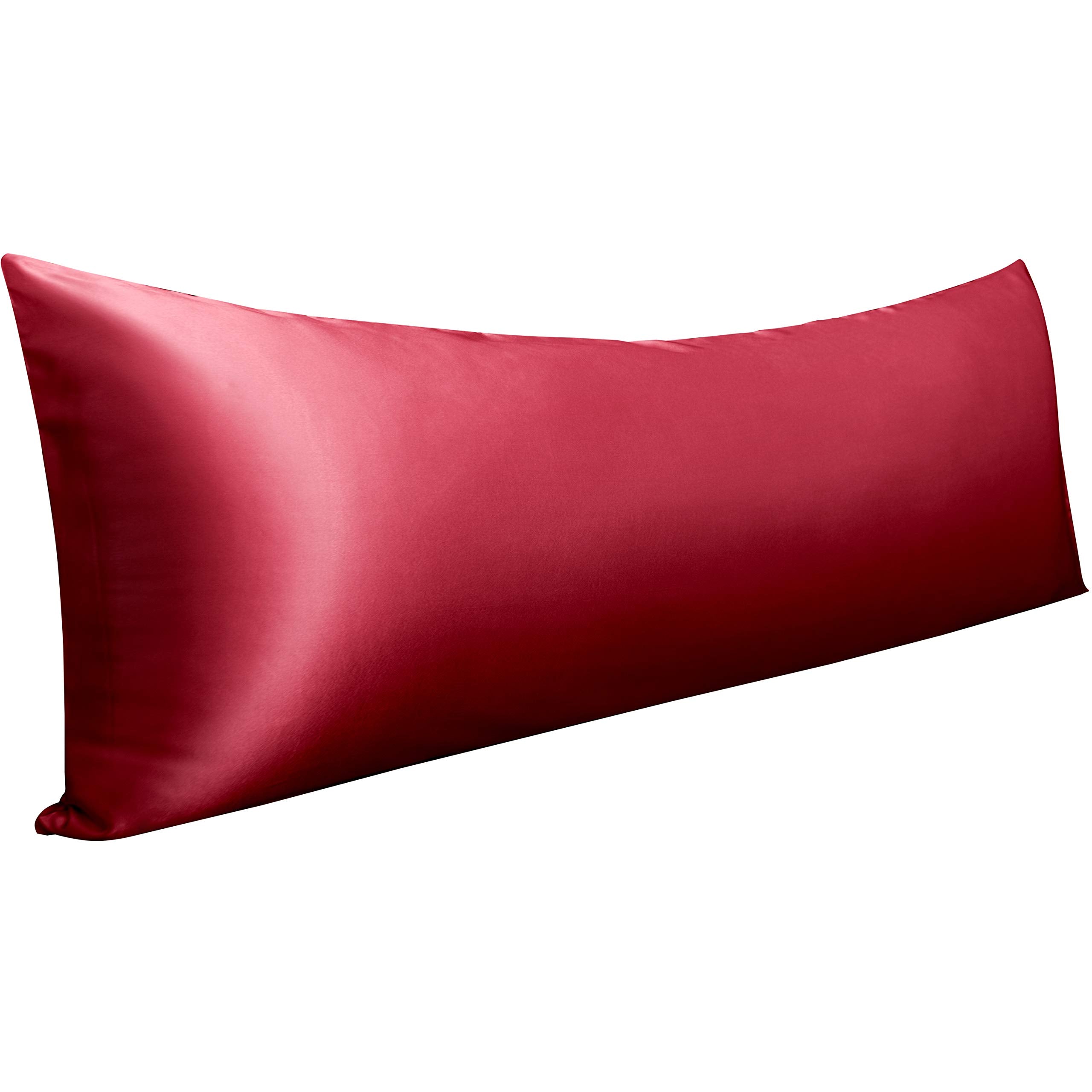 Ntbay Satin Body Pillowcase For Hair And Skin, Luxurious And Silky Pillow Case With Envelope Closure, 20X54 Inches, Wine Red
