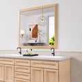 Amorho 40X36 Inch Bathroom Mirror for Wall, Oak Wood Grain Metal Framed Mirror, Anti-Rust, Hang Horizontally/Vertically, Suitabl