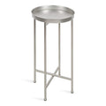 Kate and Laurel Celia Round Metal Foldable Accent Table with Tray Top, 14 x 14 x 25.75, Silver