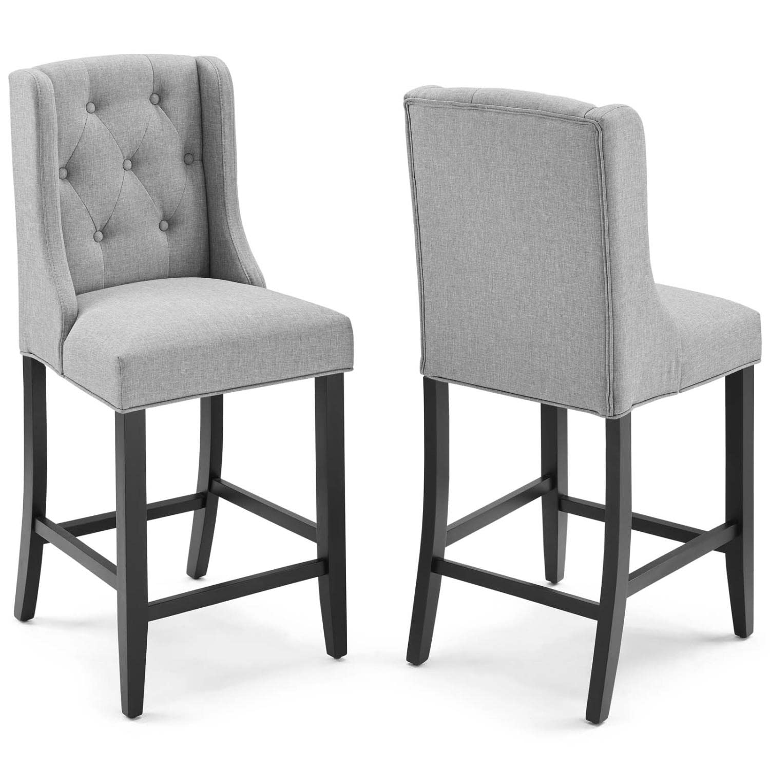 Modway Baronet Bar Upholstered Fabric, Counter Stools - Set Of 2, Light Gray
