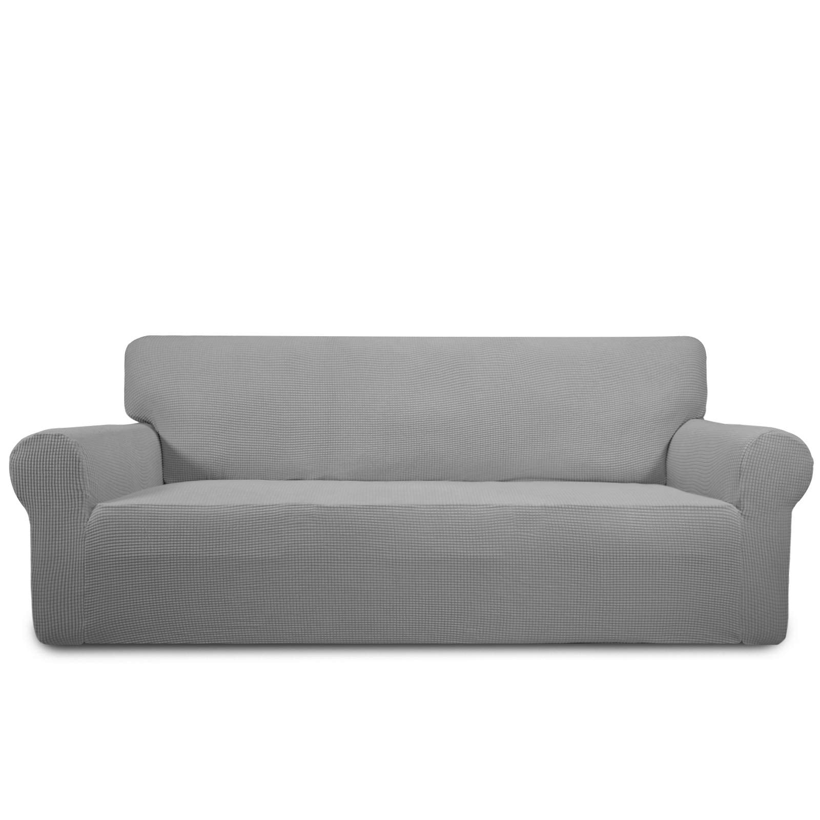 Purefit Stretch Oversized Sofa Slipcover – Spandex Jacquard Non Slip Soft Couch Sofa Cover, Washable Furniture Protector With Non Skid Foam And Elastic Bottom For Kids (Oversized Sofa, Light Gray)