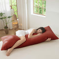 MooMee Body Pillow Cover Pillowcase with Zipper 100% Washed Cotton Linen Like Textured Breathable Durable Soft Comfy (Solid Fire