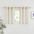 Nicetown Linen 36 Inch Curtains For Kitchen Window, Grommet Thick Flax Linen Burlap Small Window Treatments Privacy Assured With Light Filtering For Cafe/Kids Room, W42 X L36, 2 Panels