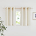 Nicetown Linen 36 Inch Curtains For Kitchen Window, Grommet Thick Flax Linen Burlap Small Window Treatments Privacy Assured With Light Filtering For Cafe/Kids Room, W42 X L36, 2 Panels