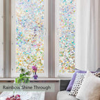 Finnez Window Film Decorative Privacy Film 3D No Glue Glass Sticker For Glass Door Home And Office Heat Control Anti Uv (29.5''