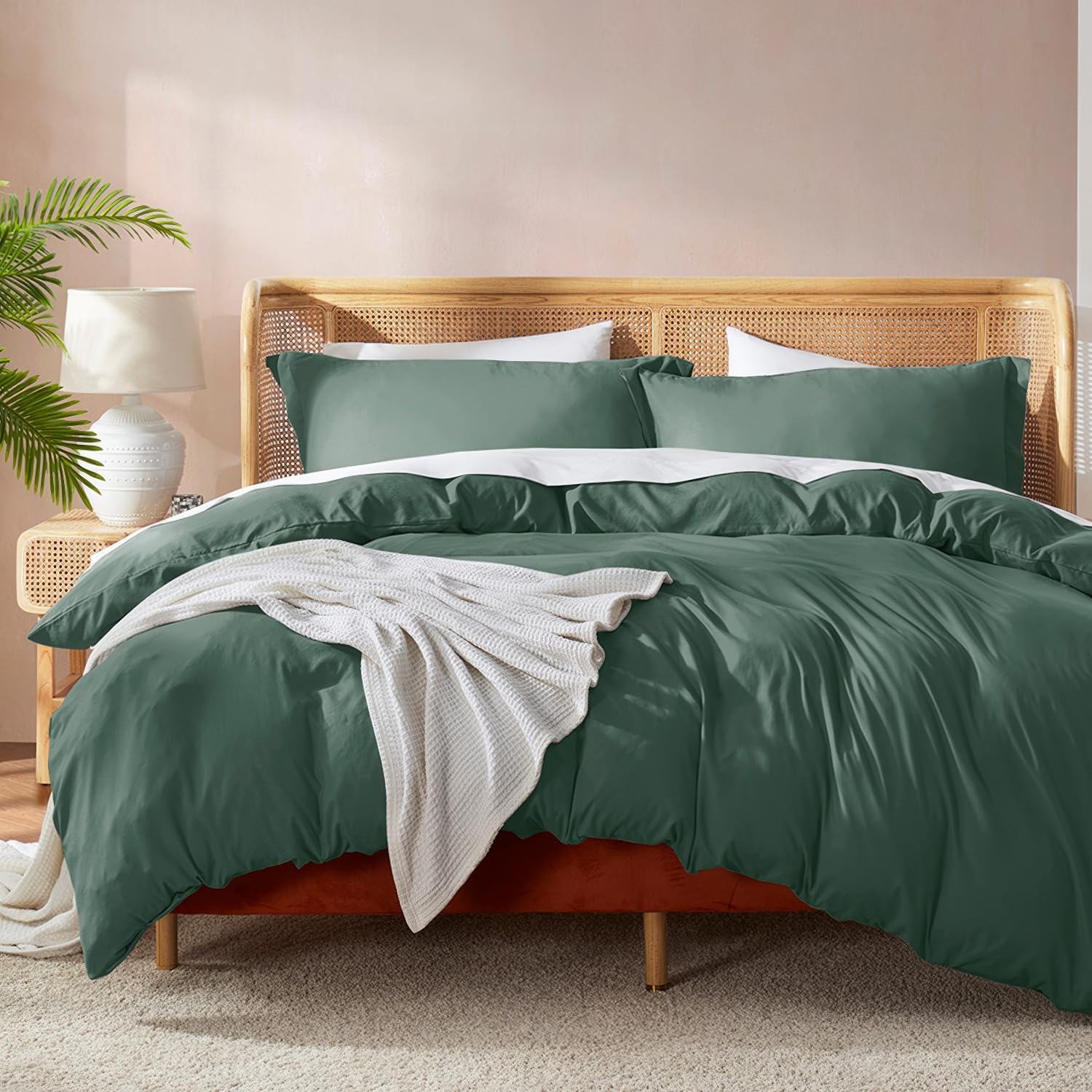 Nestl Forest Green Duvet Cover Full Size - Soft Double Brushed Full Size Duvet Cover Set, 3 Piece, With Button Closure, 1 Duvet