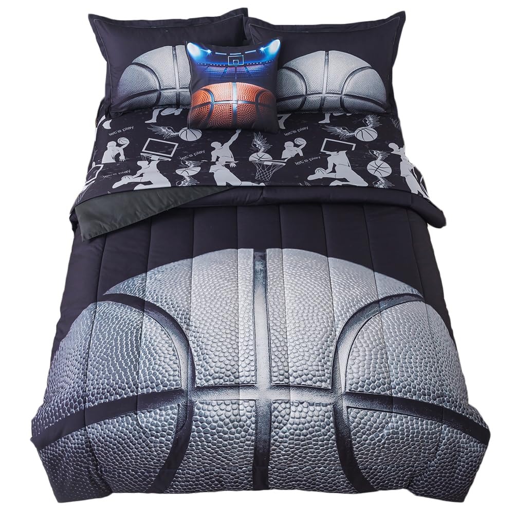 Adasmile A & S Basketball Comforter Twin For Boys Basketball Bedding Twin For Kids Basketball Sports Comforter With Basketball S