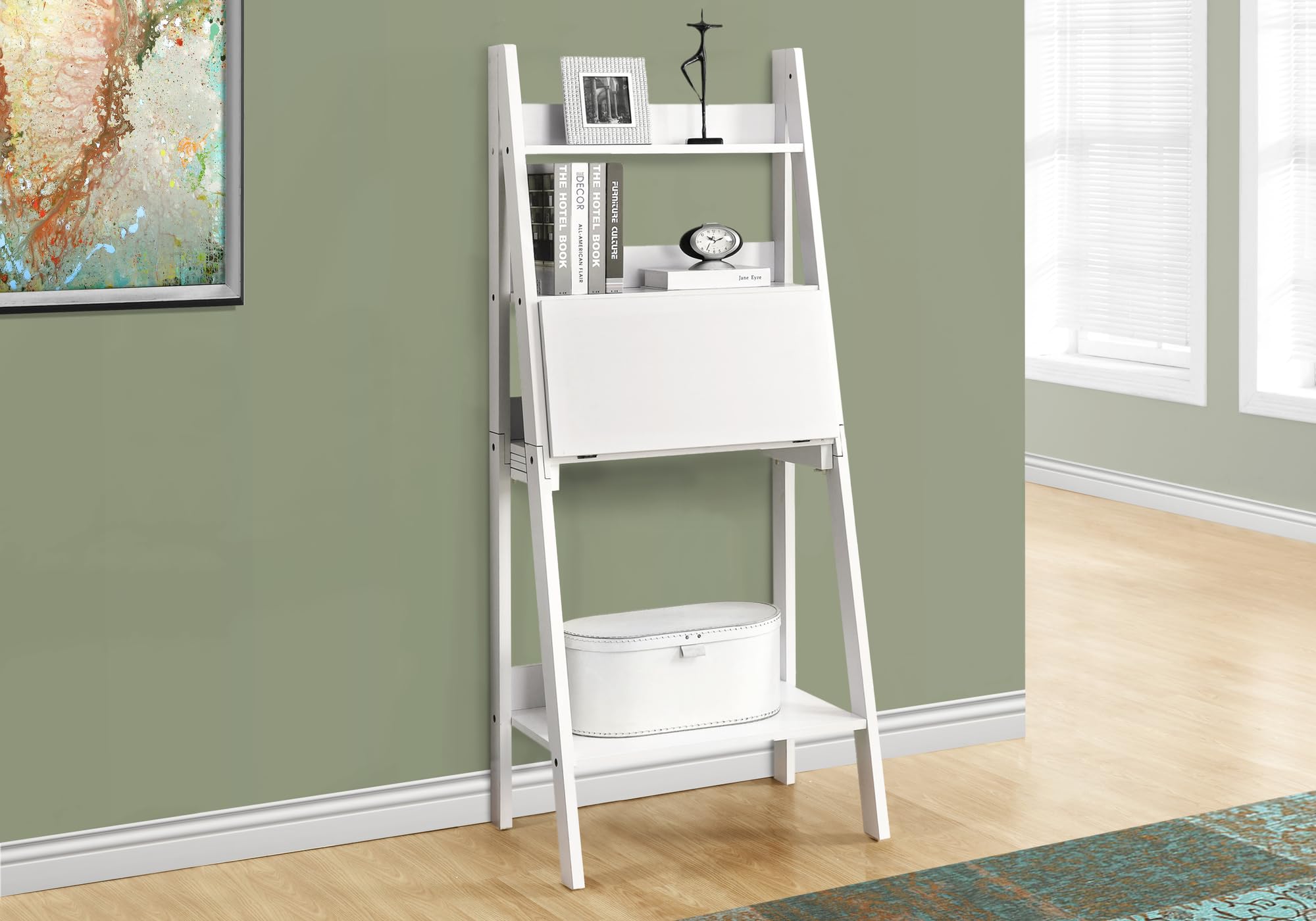 Monarch Specialties Ladder Desk-Bookcase-Wall Bookshelf-Stand Shelf, 61' H