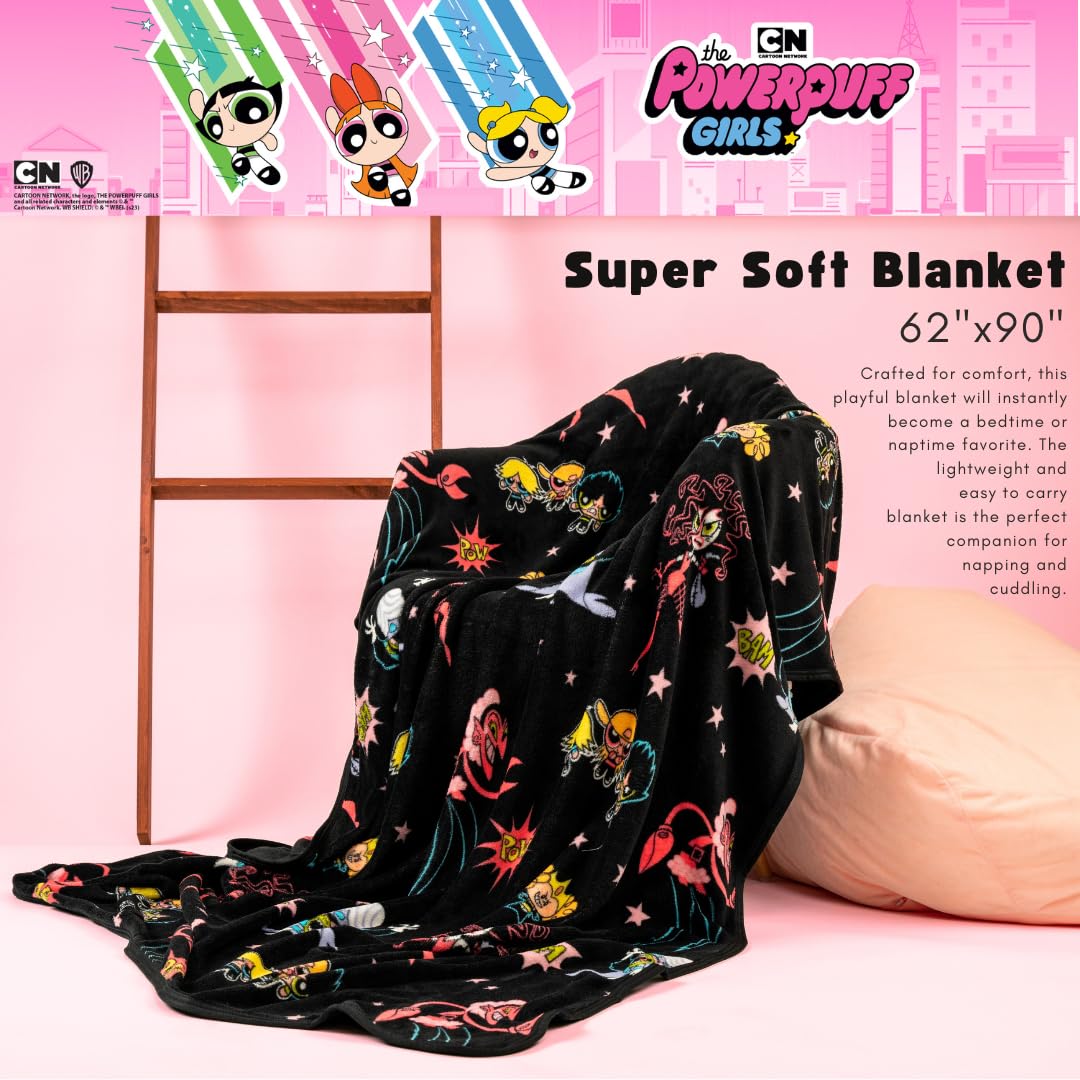 Franco Collectibles The Powerpuff Girls Bedding Super Soft Plush Blanket, 62 In X 90 In, (Officially Licensed Product)