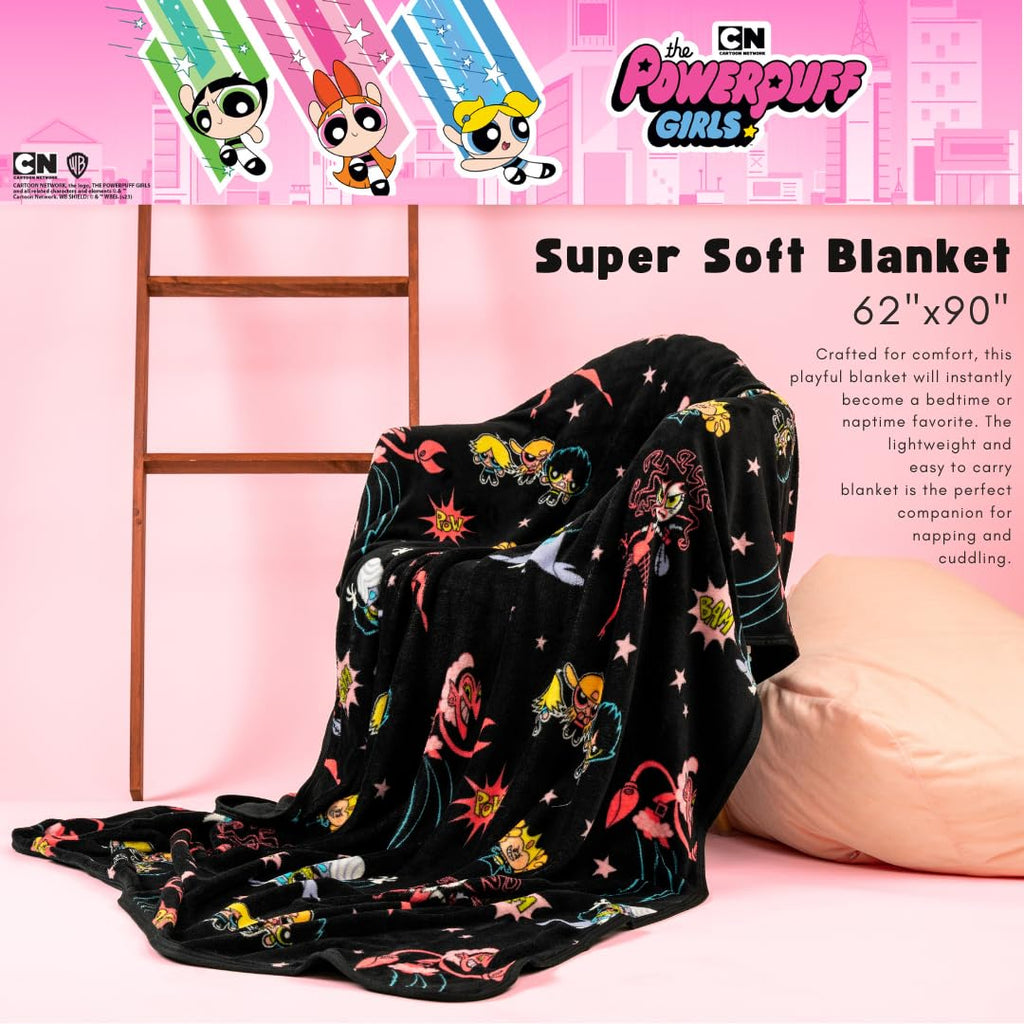 Franco Collectibles The Powerpuff Girls Bedding Super Soft Plush Blanket, 62 In X 90 In, (Officially Licensed Product)