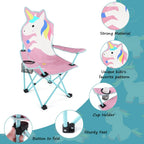 Kaboer Kids Outdoor Folding Lawn And Camping Chair With Cup Holder And Carrying Bag, Children'S Camping Chairs For Outdoor Beach Travel (Unicorn)