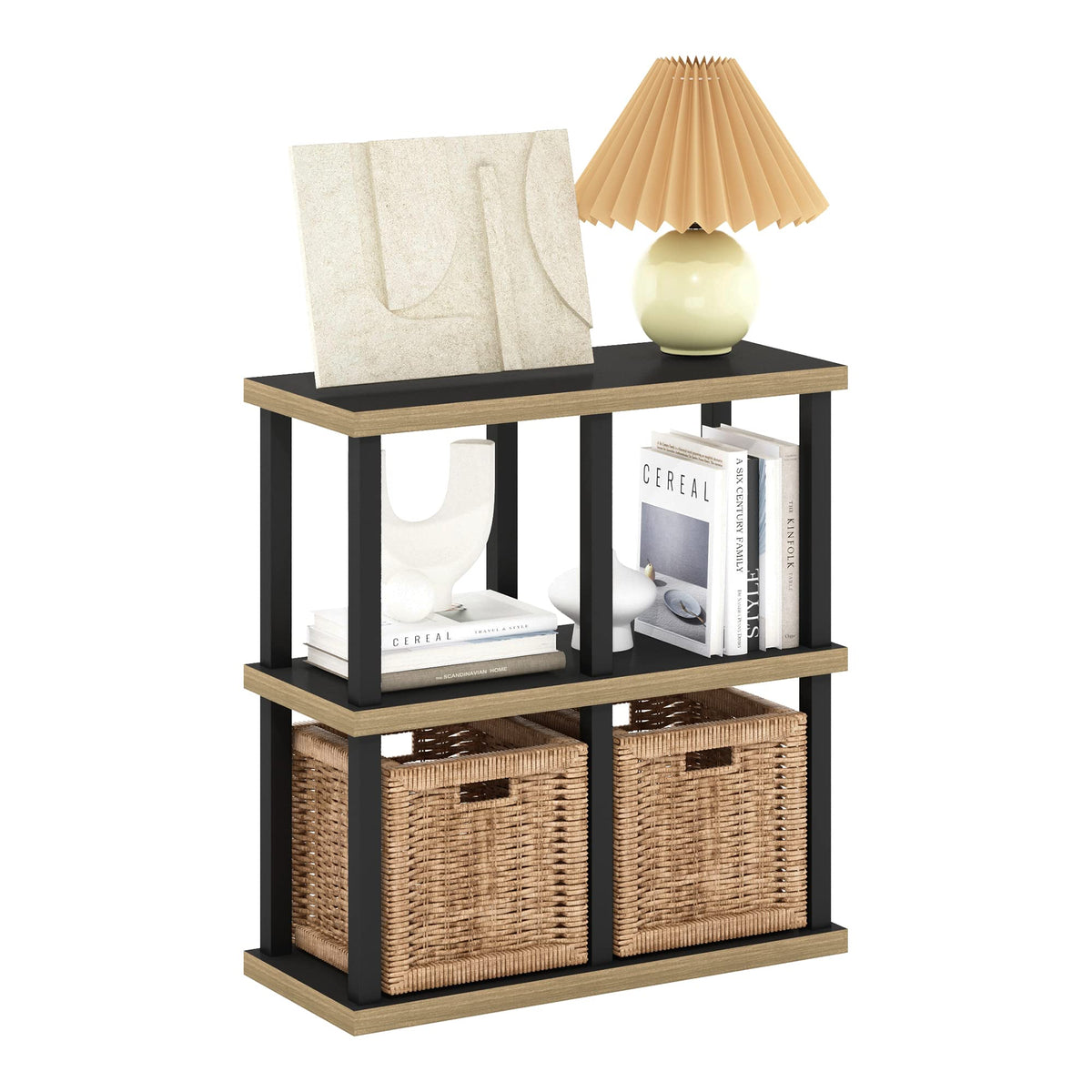 Furinno Turnntube No Tools Decorative Display Shelf, 4Cube, Americano/Black