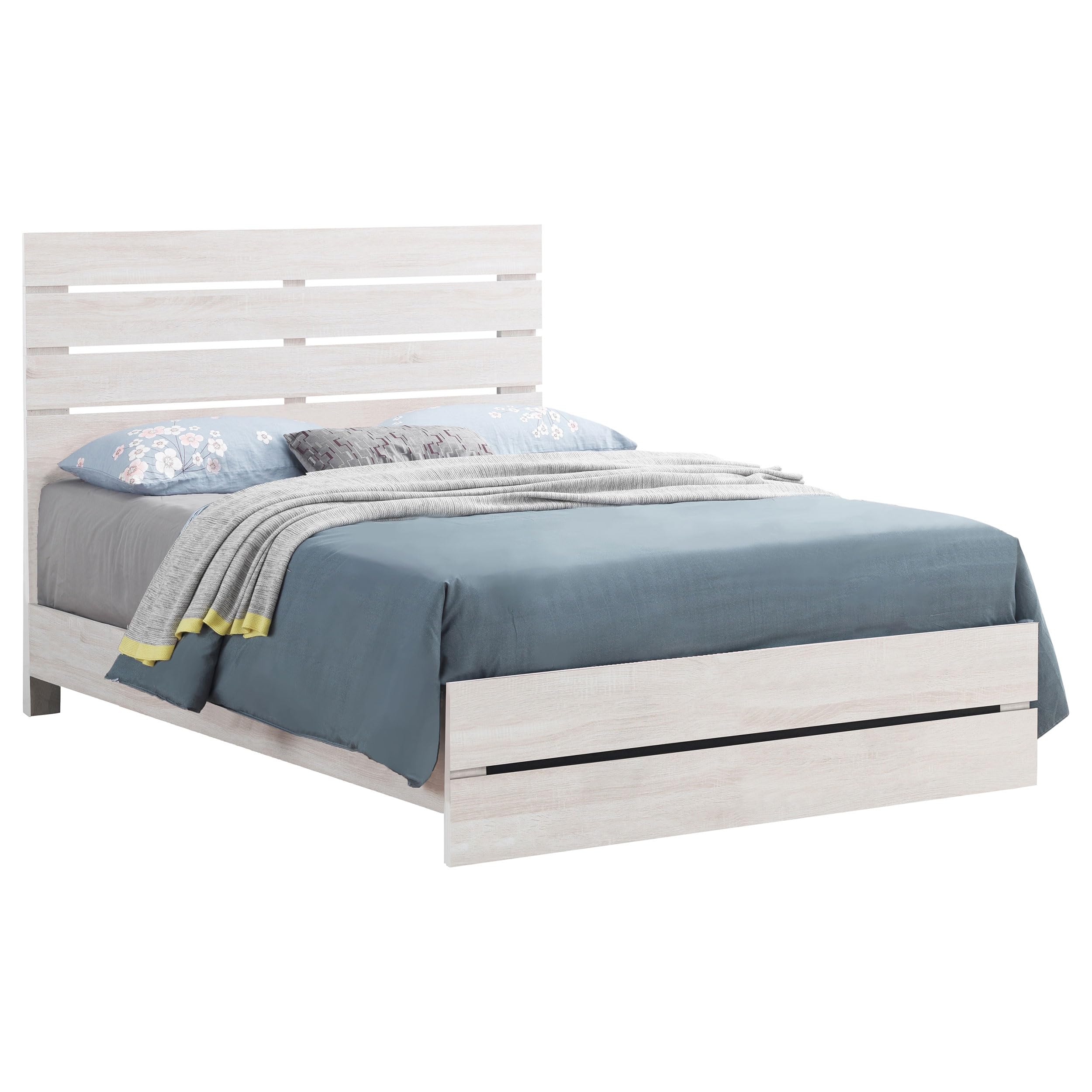 Coaster Home Furnishings Brantford Farmhouse Wood Eastern King Size Panel Bed Frame 52-inch Headboard Coastal White 207051KE